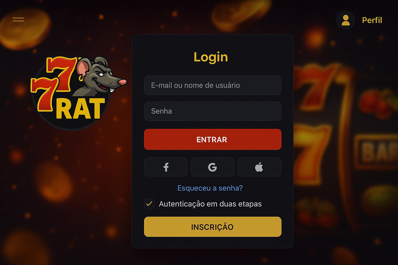 Criar uma nova Conta no plataforma 777RAT